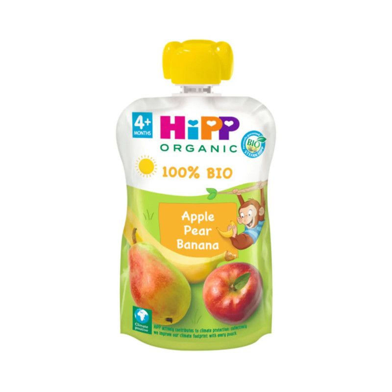 Pouches manzana pera y platano Bio 100g Hipp