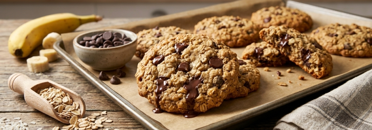 galletas de chocolate y avena sin gluten caseras receta harina arroz plátano veganas