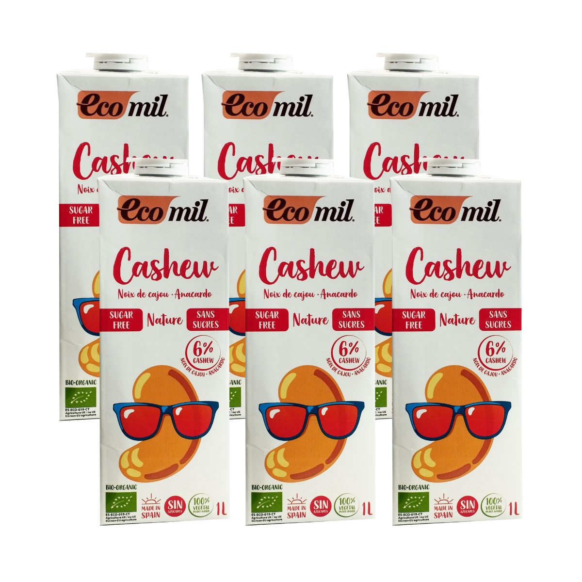 Bebida de Anacardo (cashew) nature sin Azucar Bio 6x1L Ecomil