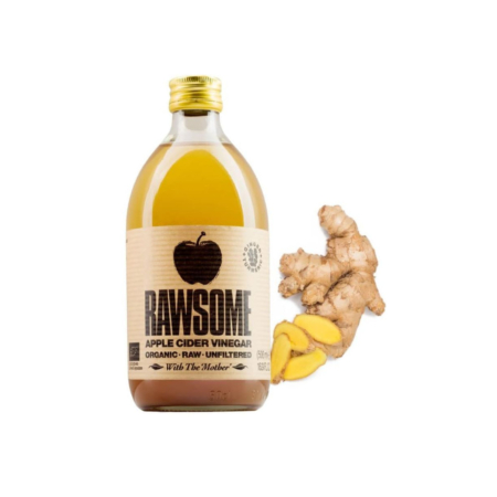 Vinagre de sidra de manzana con jengibre y curcuma sin filtrar Bio 500ml RAWSOME