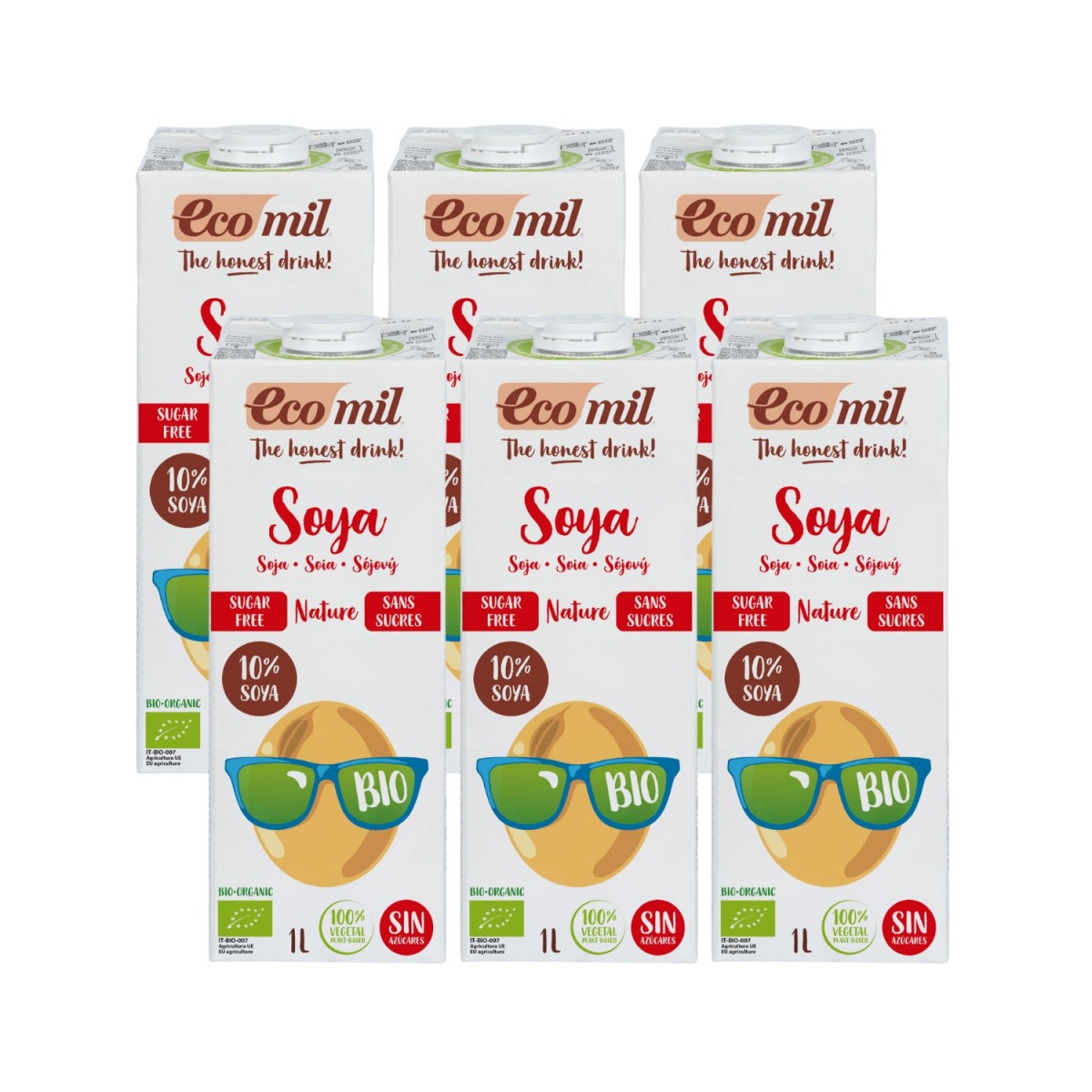 Bebida de Soja Nature 0% Azucar Bio 6x1L Ecomil