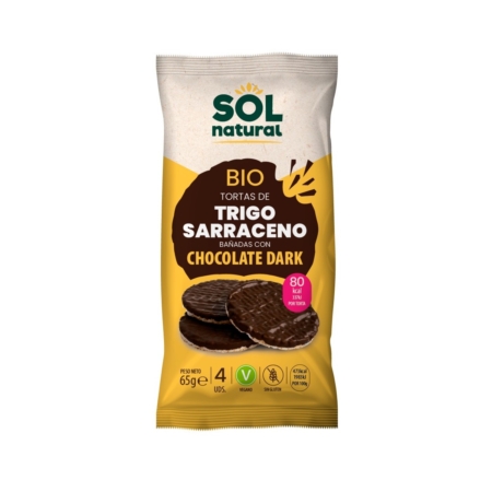 Tortas de Trigo Sarraceno con chocolate dark Bio 65g Sol Natural