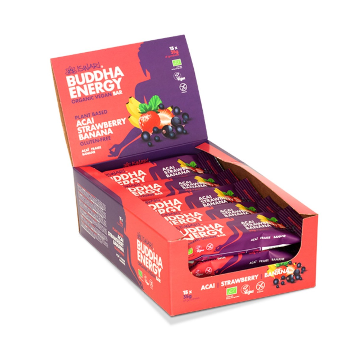 Buddha Energy Bar Acai Fresa Platano (15x35g) Iswari